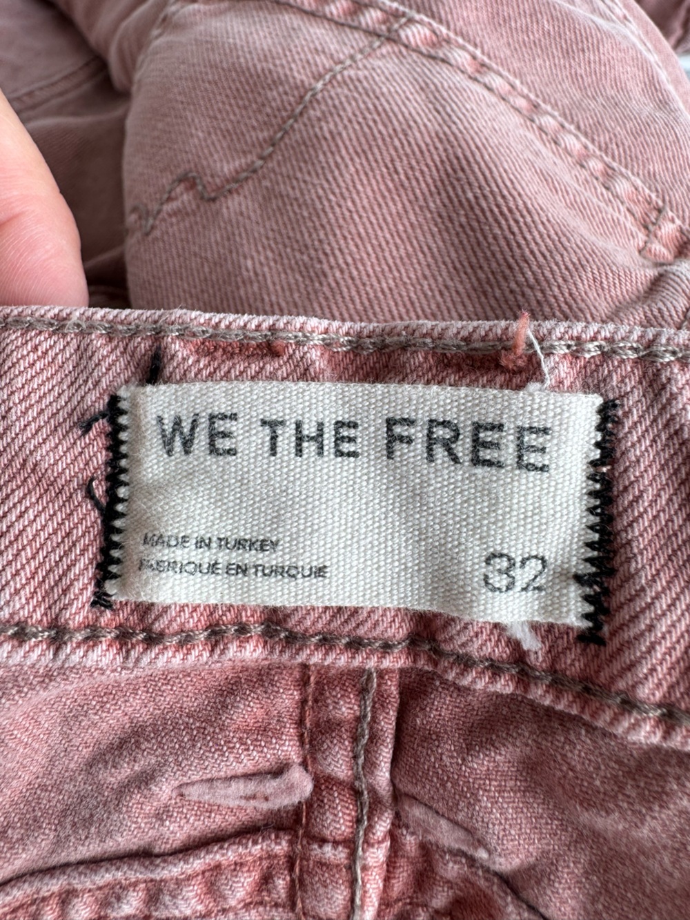 We The Free Good Luck Mid Rise Barrel Jeans Sunsetter pink size 32 or 14 cropped - Picture 3 of 14